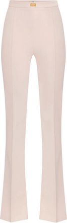 Elisabetta Franchi Flared Cropped Broek - Dames - Wijde Broeken - Beige - XL - Polyester - Broeken