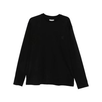 Wooyoungmi Wooyoungmi, Tops, Heren, Zwart, M, Katoen, Long Sleeves Logo T-Shirt