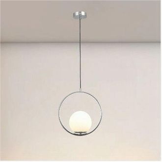 Trade Shop Trade Shop - Copy Of Lampadario A Sospensione Argento Con 2 Sfere In Vetro Bianco Attacco G9 E27 33498