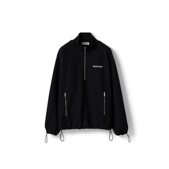 Miu Miu Cotton Fleece Zipper Sweatshirt, Woman, Black, Size XXL