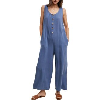 Wishlist Button Front Sleeveless Jumpsuit in Blue at Nordstrom Rack, Size Small