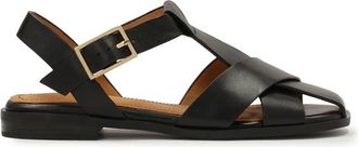 Kazar Zwarte leren sandalen met kruisende bandjes. Dit product valt groot uit. - Dames - Sandalen - Zwart - 35 EU - Leer - Schoenen