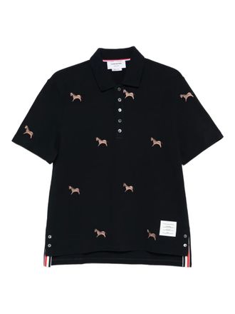 Thom Browne Polo con ricamo - Blu
