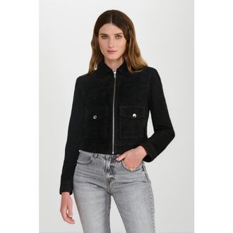 FURNIQ Isabella Suede Jacket in Black at Nordstrom, Size Xx-Large