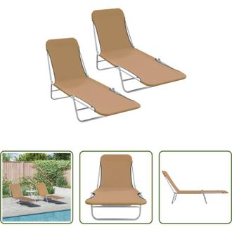 vidaXL Lettino da giardino - Lettini Prendisole Pieghevoli 2 pz in Acciaio e Tessuto Talpa