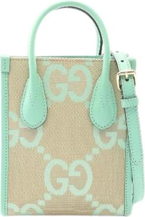 Gucci Pre-owned Interlocking G Jumbo GG Canvas Leather 2way Tote Bag - Dames - Vintage Mini Tas - Beige - ONE Size - Leer - Vintage