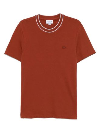 Lacoste T-shirt in piqu&eacute; elasticizzato a righe - Marrone