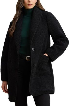 Lauren Ralph Lauren Shawl Collar Faux Shearling Coat in Black at Nordstrom, Size X-Large