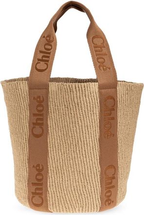 Chlo&eacute; Woody Grote shopper tas - Dames - Shoppers - Beige - ONE Size - Leer - Tassen