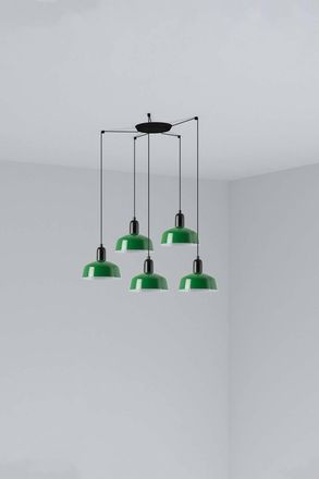 Netlighting Tatawin Small Cluster Pendant Ceiling Light Black Gloss Green 5x E27