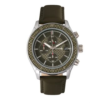 Breed Mens Maverick Chronograph Leather-Band Watch w/Date - Green Stainless Steel - One Size