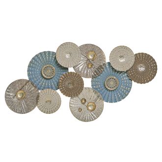 Beliani Beliani - Decoraci&oacute;n De Pared C&iacute;rculos Arte De Pared De Metal Azul Y Beige Estilo Moderno Hassium