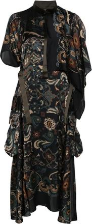 sacai Abito midi con stampa paisley - Nero