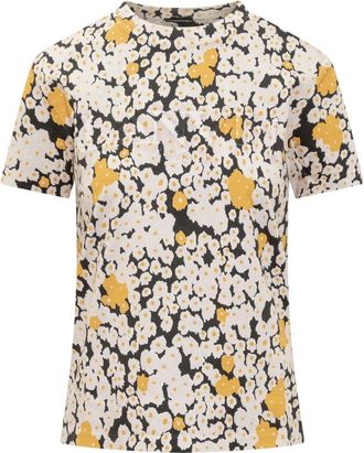 Lanvin T-shirt met korte mouwen- geborduurd logo en madeliefjesboeketpatroon - Dames - T-shirts - Veelkleurig - XS - Katoen - Tops