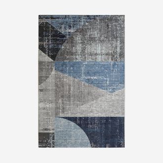 Muse Alfombra Rectangular Geom&eacute;trica Azul Gris Para Sal&oacute;n Double Blu006