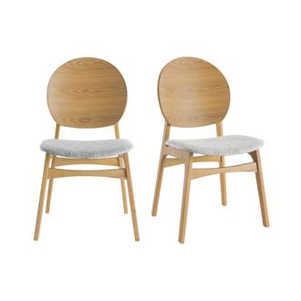 Miliboo Miliboo - Sillas N&oacute;rdicas En Madera Clara Y Tejido Gris (lote De 2) Elton
