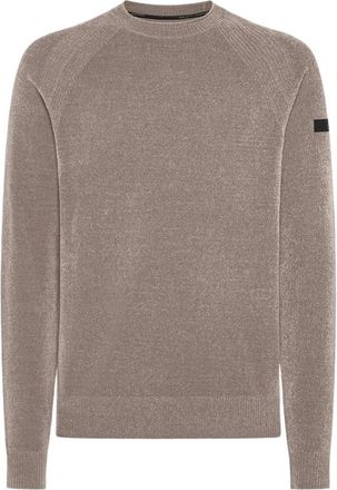 Roberto Ricci Design Minimalistische Ronde Hals Chenille Trui - Heren - Ronde hals truien - Beige - L - Polyester - Truien & Vesten