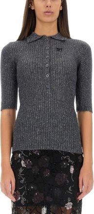 Rotate Slim-Fit Grey Mohair Sweater