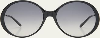 Chlo&eacute; Oversized Round Acetate and Metal Sunglasses