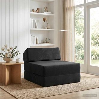vidaXL Divano Letto Pieghevole Nero 60 X 70 X 41 Cm Tessuto Vidaxl