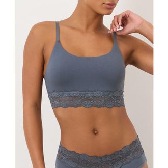 Pact Lace Modern Scoop Bralette Made With Organic Cotton in Light Steel Blue at Nordstrom, Size 3X-Large
