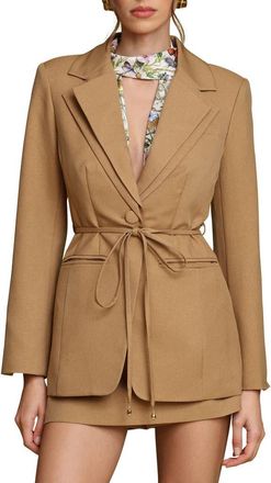 Avec Les Filles Tie Waist Cutaway Blazer in Honey at Nordstrom, Size Small