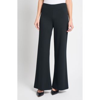 Ming Wang Stretch Deco Crepe Wide-Leg Pants in Black at Nordstrom, Size X-Small P