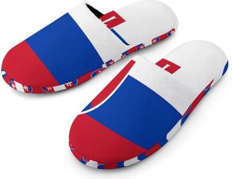 Generic Slovakia Flags of Countries Mens Cotton Slippers Memory Foam Comfort House Shoes Winter Indoor Slipper for Hotel Casa Spa