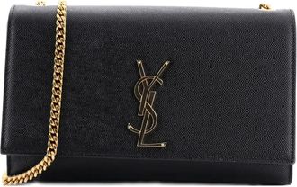 Saint Laurent Classic Monogram Grainy Leather Medium crossbody bag - Zwart