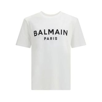 Balmain T-Shirts, male, White, Size: M Classic Cotton Crew Neck T-Shirt