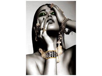 Schubiger M&ouml;bel Digitaldruck auf Glas Sch&ouml;nheit mit Schlangenschmuck