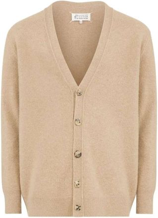 Maison Margiela Wollen V-hals Gebreide Trui - Dames - Vesten - Beige - S - Wol - Truien & Vesten