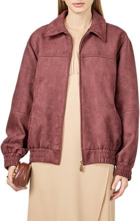 endless rose Faux Suede Work Jacket in Malbec at Nordstrom, Size X-Small