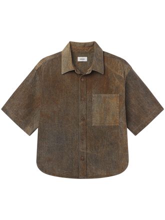A Gold E Boxy Cropped Shirt with Classic Collar