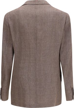 Brunello Cucinelli Mens Double-Breasted Tailored Jacket Nocciola Linen; Wool