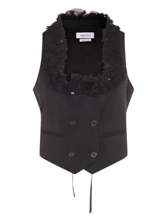 Alexander McQueen lace-trimmed double-breasted waistcoat - women - Wool - 40 - Black