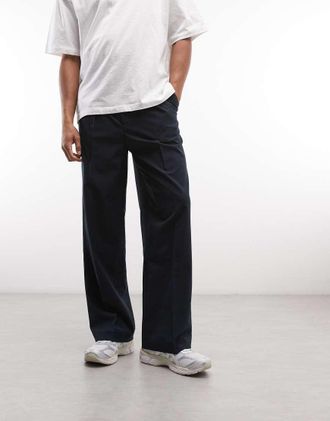 Weekday Pantaloni sartoriali taglio largo color blu navy