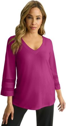 Jessica London Stretch Knit Mesh Inset Sleeve Tunic in Raspberry at Nordstrom, Size 12