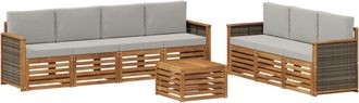 vidaXL Juegos De Sof&aacute;s 8 Uds. Natural Y Gris Claro Vidaxl