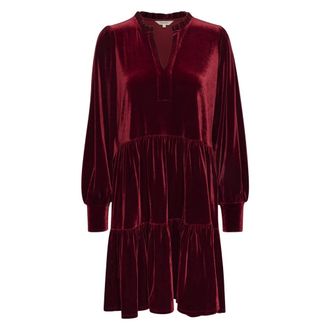 Part Two Donkerrode fluwelen jurk - Dames - Korte kleedjes - Rood - M - Polyester - Kleedjes