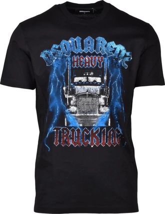 Dsquared2 Katoenen T-shirt - Heren - T-shirts - Zwart - L - Katoen - Tops