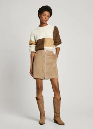 Pepe Jeans London Corduroy Mini Rok met Italiaanse Zakken - Dames - Korte rokken - Beige - S - Katoen - Rokken