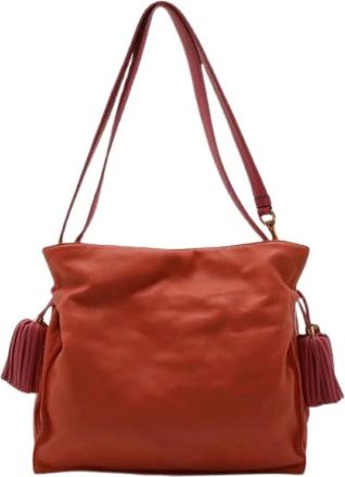 Loewe Pre-owned Shoulder Bags, female, Red, Size: ONE SIZE Pre-owned Flamenco Nappa 2way shoulder bag