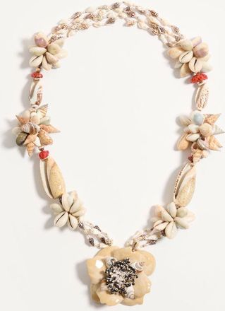 Valentino Garavani Collana Jardin Aquatique In Metallo, Smalto, Tessuto, Conchiglie, Corallo E Perle Naturali Donna ORO/AVORIO UNI