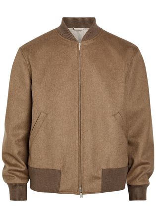 Lardini Wool Bomber Jacket - Brown - 54 (UK44 / Xxl)