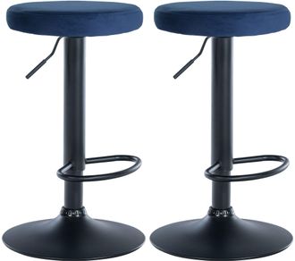 Clp Clp - Set De 2 Taburetes De Bar Ponte En Terciopelo Azul Metal Negro Mate