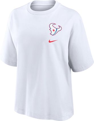 Nike Houston Texans Rivalries Collection Boxy Nike Womens NFL T-Shirt in White | 01CM10A9H-MCF