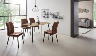 Leonique Essgruppe »Dino + Lima« 5 Stk. tlg. Set, 5-tlg, Tisch in Eiche Optik und 4 Esszimmerstühlen