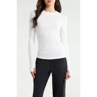 SPLITS59 Louise Rib Long Sleeve T-Shirt in White at Nordstrom, Size X-Small