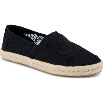 Toms Alrope Espadrille in Black Crochet at Nordstrom, Size 6.5